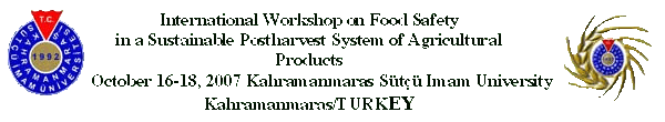 International Workshop on Food Safety in a Sustainable Postharvest System  of Agricultural Products. October 16-18, 2007 Kahramanmaraş Sütçü  İmam University.